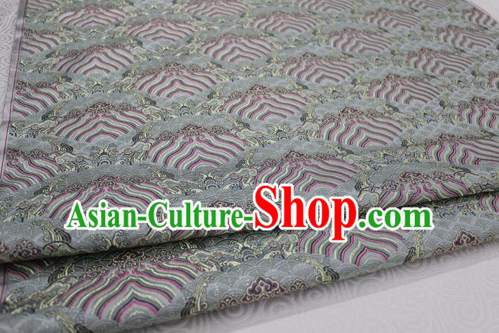 Chinese Traditional Royal Palace Pattern Mongolian Robe Grey Brocade Fabric, Chinese Ancient Emperor Costume Drapery Hanfu Tang Suit Material