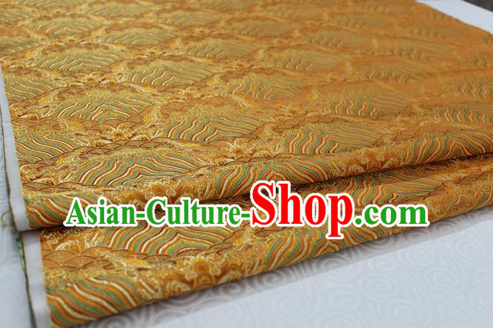 Chinese Traditional Royal Palace Pattern Mongolian Robe Golden Brocade Fabric, Chinese Ancient Emperor Costume Drapery Hanfu Tang Suit Material