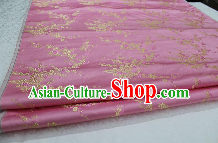 Chinese Traditional Royal Palace Wintersweet Pattern Cheongsam Pink Brocade Fabric, Chinese Ancient Emperor Costume Drapery Hanfu Tang Suit Material