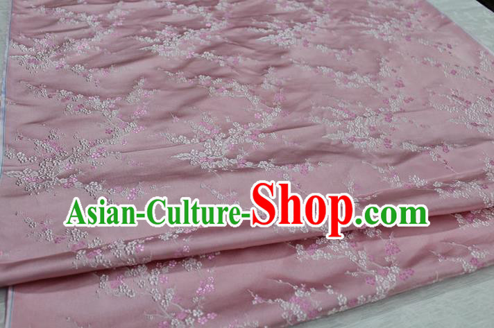 Chinese Traditional Royal Palace Wintersweet Pattern Cheongsam Light Pink Brocade Fabric, Chinese Ancient Emperor Costume Drapery Hanfu Tang Suit Material