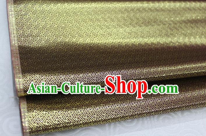Chinese Traditional Royal Palace Pattern Mongolian Robe Mud Golden Brocade Fabric, Chinese Ancient Emperor Costume Drapery Hanfu Tang Suit Material