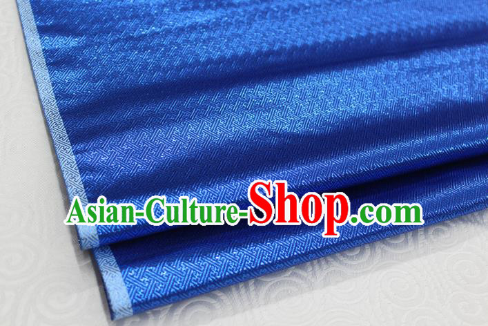 Chinese Traditional Royal Palace Pattern Mongolian Robe Royalblue Brocade Fabric, Chinese Ancient Emperor Costume Drapery Hanfu Tang Suit Material