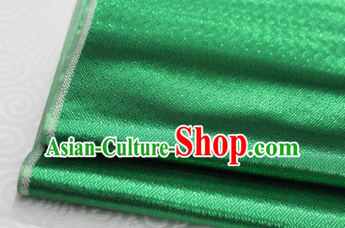 Chinese Traditional Royal Palace Pattern Mongolian Robe Green Brocade Fabric, Chinese Ancient Emperor Costume Drapery Hanfu Tang Suit Material