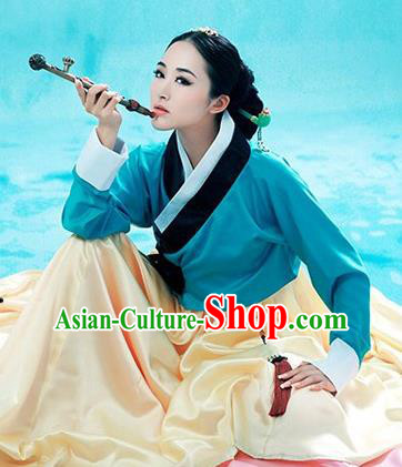 Traditional Koreans Nationality Dancing Costume, Koreans Folk Dance Ethnic Pleated Skirt, Chinese Koreans Minority Nationality Embroidery Costume for Women