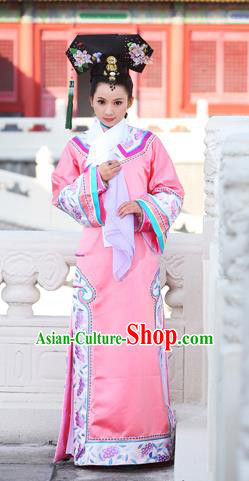 Traditional Ancient Chinese Imperial Consort Costume, Elegant Manchu Clothing Chinese Qing Dynasty Imperial Emperess Embroidered Clothing for Women