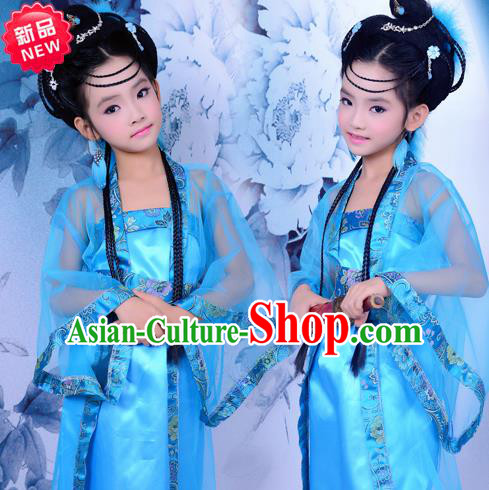 Traditional Ancient Chinese Imperial Princess Children Costume, Chinese Tang Dynasty Little Fairy Elegant Dress, Cosplay Chinese Princess Hanfu Clothing for Kids