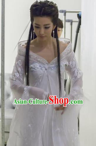 Ancient Chinese Swordsman Elegant White Costumes for Women