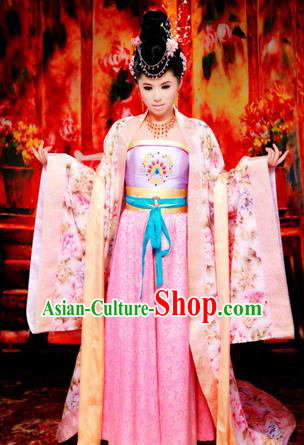 Traditional Ancient Chinese Imperial Emperess Costume, Chinese Tang Dynasty Lady Yang Dance Dress, Chinese Peri Imperial Princess Embroidered Hanfu Clothing for Women