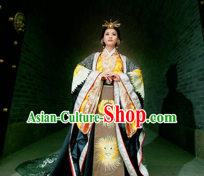 Traditional Ancient Chinese Imperial Empress Costume, Chinese Tang Dynasty Queen Dress, Chinese Wu Ze tian Embroidered Hanfu Clothing for Women