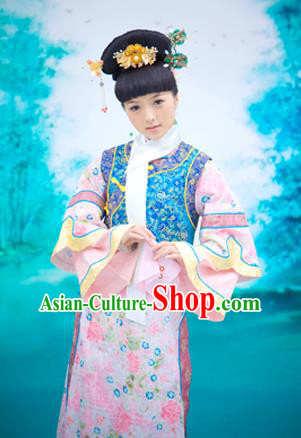 Traditional Ancient Chinese Imperial Consort Costume, Chinese Qing Dynasty Manchu Palace Lady Dress, Chinese Mandarin Princess Robes Imperial Concubine Clothing for Women