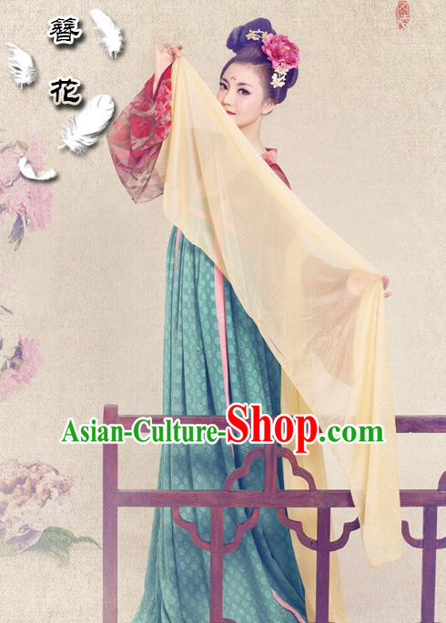 Traditional Ancient Chinese Female Costume, Elegant Hanfu Clothing Chinese Tang Dynasty Imperial Consort Trailing Clothing for Women