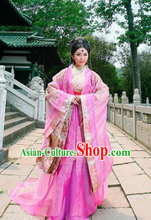 Traditional Ancient Chinese Female Costume, Elegant Hanfu Fairy Clothing Chinese Han Dynasty Imperial Consort Embroidery Trailing Clothing for Women