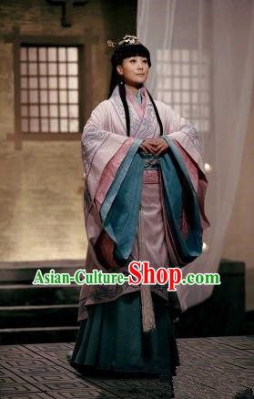 Traditional Top Chinese Ancient Imperial Consort Costume, Elegant Young Lady Hanfu Dance Dress Chinese Qin Dynasty Imperial Senior Concubine Embroidered Tailing Clothing for Women