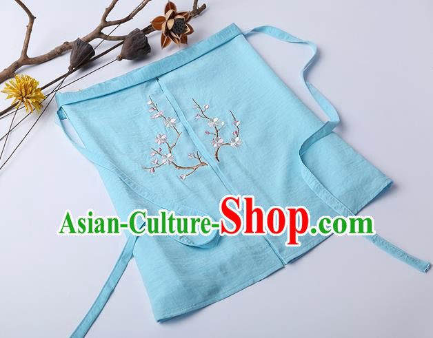 Traditional Ancient Chinese Costume Chest Wrap, Elegant Hanfu Boob Tube Top Clothing Chinese Song Dynasty Embroidery Plum Blossom Blue Condole Belt for Women