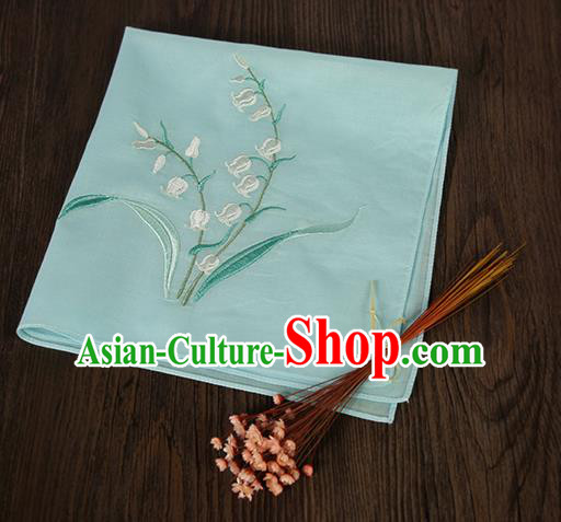 Traditional Ancient Chinese Palace Embroidered Keiskei Blue Handkerchief for Women