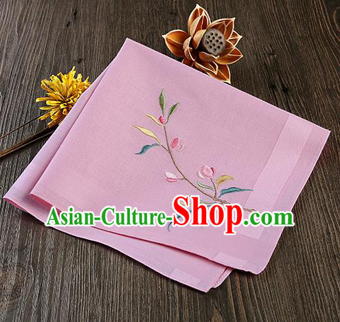 Traditional Ancient Chinese Palace Embroidered Peach Blossom Pink Handkerchief for Women