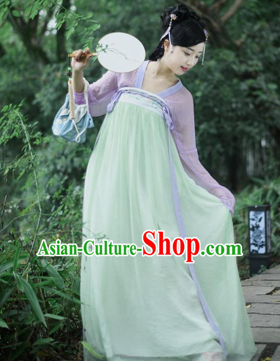 Traditional Ancient Chinese Female Costume, Elegant Hanfu Dress Chinese Ming Dynasty Palace Lady Embroidered Lotus Skirt for Women