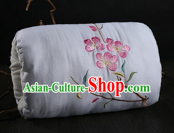 Traditional Ancient Chinese Embroidered Muff Embroidered Peach Blossom Bolster White Handwarmers for Women