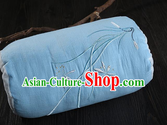 Traditional Ancient Chinese Embroidered Muff Embroidered Orchid Blue Handwarmers for Women