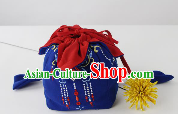 Traditional Ancient Chinese Embroidered Handbags Embroidered Stupa Wreaths All Lines Navy Bag for Women