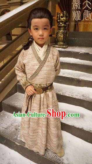Traditional Ancient Chinese National Minority Nobility Little Childe Costume, Elegant Hanfu Children Dress, Chinese Tang Dynasty Imperial Prince Embroidered Robes for Kids