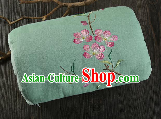 Traditional Ancient Chinese Embroidered Muff Embroidered Peach Blossom Bolster Light Green Handwarmers for Women