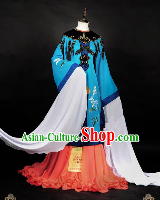 Traditional Asian Chinese Peking Opera Ancient Princess Costume, Elegant Hanfu Dance Water Sleeves Clothing, Chinese Imperial Princess Embroidered Butterfly Clothing, Chinese Fairy Princess Empress Queen Cosplay Costumes for Women