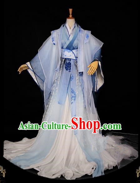 Traditional Asian Chinese Ancient Nobility Childe Costume, Elegant Hanfu Emperor White Dress, Chinese Imperial Prince Clothing, Chinese Cosplay Swordsman Costumes for Men