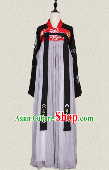 Traditional Ancient Chinese Female Costume Blouse and Dress Complete Set, Elegant Hanfu Clothing Chinese Tang Dynasty Palace Lady Embroidered Clothing for Women