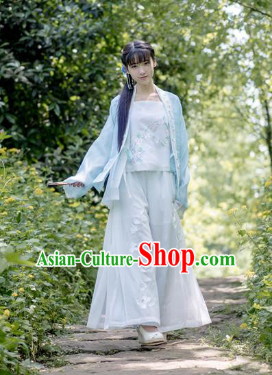 Traditional Ancient Chinese Female Costume Pink Blouse and Pants Complete Set, Elegant Hanfu Clothing Chinese Song Dynasty Palace Princess Embroidered Swallow Clothing for Women