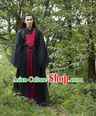 Traditional Ancient Chinese Imperial Prince Costume Complete Set, Elegant Hanfu Nobility Childe Robe, Chinese Teleplay Ten great III of peach blossom Role Li Jing Swordsman Cosplay Asmodians Clothing for Men