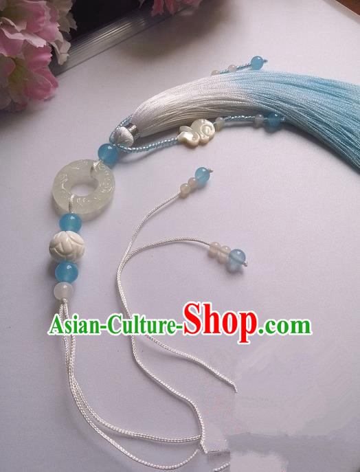 Traditional Chinese Handmade Ancient Hanfu Jade Wearing Agate Pendant Sword Tassel for Men