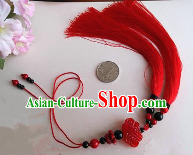 Traditional Chinese Handmade Ancient Hanfu Jade Wearing Violet Agate Chinese Knot Pendant Sword Red Tassel for Men