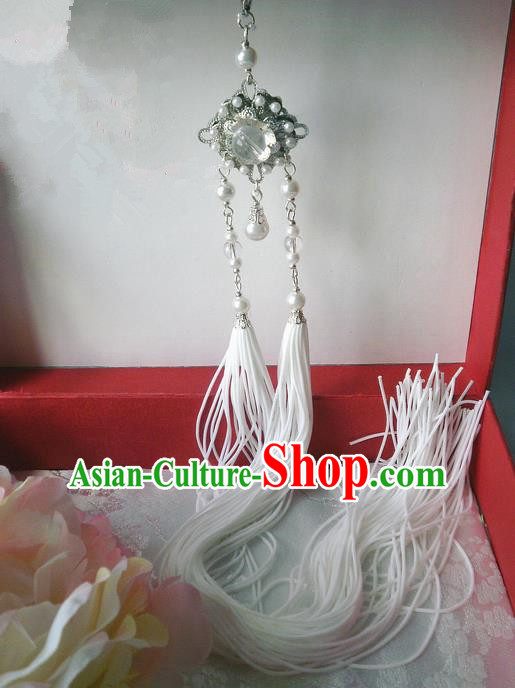 Traditional Chinese Handmade Ancient Hanfu Waist Jewelry Jade Wearing Black Agate Chinese Knot Pendant Sword Tassel for Men