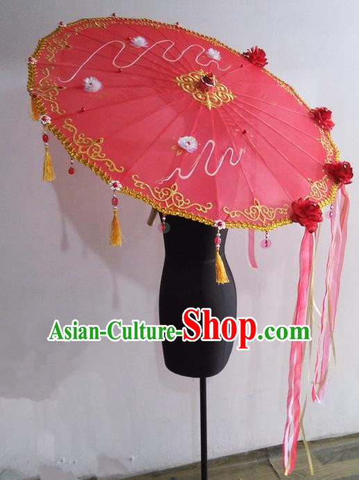 Traditional Chinese Handmade Ancient Hanfu Dance Red Umbrella Props for Women