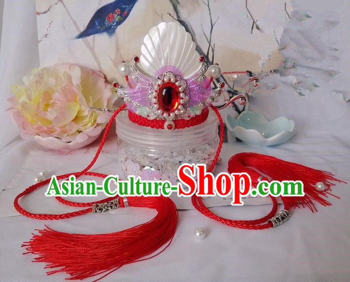 Traditional Handmade Chinese Ancient Prince Classical Hair Accessories Male Swordsman Wedding Hairdo Crown, Hair Sticks Hair Jewellery, Hair Tassel Hairpins for Men