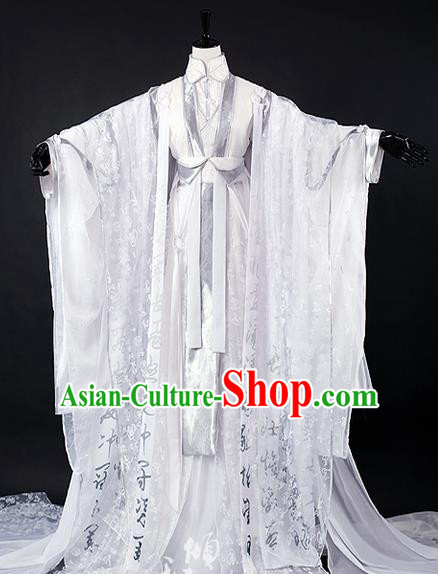 Traditional Ancient Chinese Imperial Emperor Costume Complete Set, Elegant Hanfu Palace King Robe, Chinese Han Dynasty Majesty Tailing Embroidered Clothing for Men