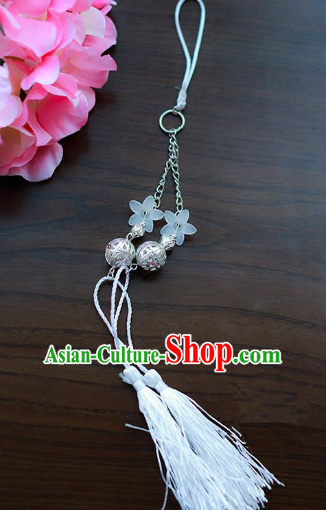 Traditional Chinese Handmade Ancient Hanfu Waist Jewelry Jade Wearing Palace Feather Bells Pendant Sword Tassel for Women