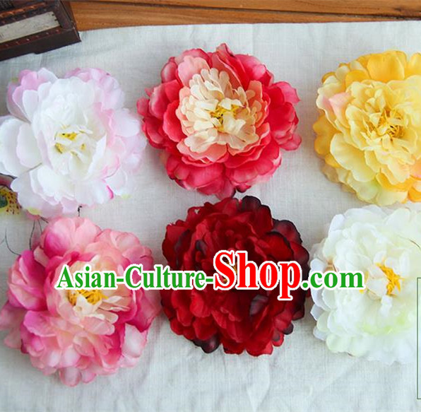 Traditional Handmade Chinese Ancient Princess Classical Silk Peony Accessories, Flowers Hair Fascinators Hairpins for Women