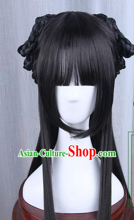 Traditional Handmade Ancient Chinese Han Dynasty Princess Wig, Ancient Chinese Palace Lady Wig for Women