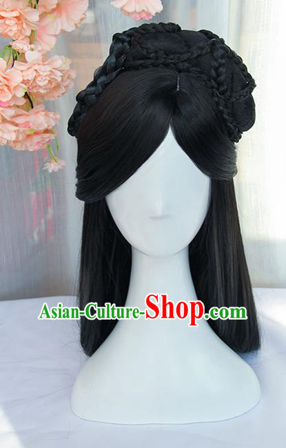 Traditional Handmade Ancient Chinese Han Dynasty Princess Wig, Ancient Chinese Palace Lady Wig for Women