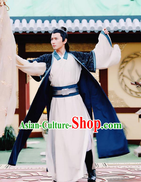 Traditional Ancient Chinese Imperial Prince Costume, Elegant Hanfu Nobility Childe Robe, Chinese Han Dynasty Swordsman Clothing for Men