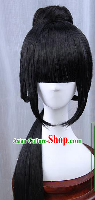 Traditional Handmade Ancient Chinese Han Dynasty Imperial Princess Wig, Ancient Chinese Cosplay Fairy Palace Young Lady Hair Wig for Women