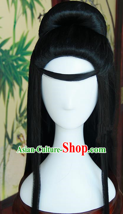 Traditional Handmade Ancient Chinese Tang Dynasty Imperial Princess Fairy Wig, Ancient Chinese Cosplay Fairy Palace Young Lady Hair Wig for Women