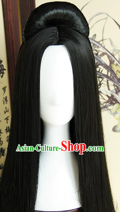 Traditional Handmade Ancient Chinese Tang Dynasty Imperial Empress Wig Complete Set, Ancient Chinese Cosplay Fairy Queen Wig for Women