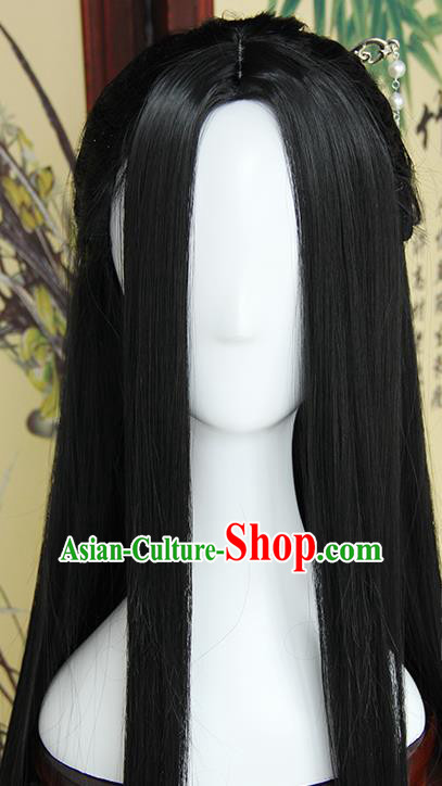 Traditional Handmade Ancient Chinese Tang Dynasty Imperial Prince Hair Decoration and Wig Complete Set, Ancient Chinese Swordsman Headwear and Wig for Men