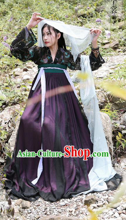 Traditional Ancient Chinese Imperial Consort Costume Printing Blouse, Elegant Hanfu Clothing Chinese Tang Dynasty Palace Princess Dress for Women