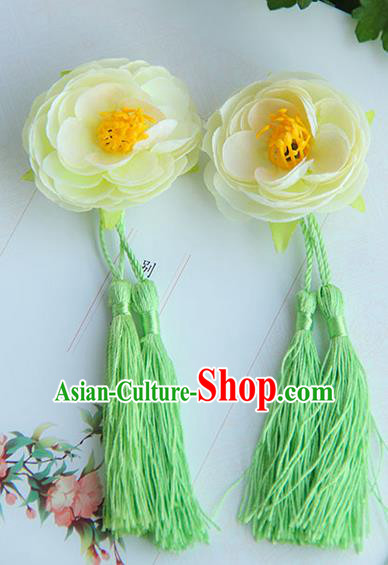 Traditional Handmade Chinese Ancient Princess Classical Hanfu Accessories Jewellery Silk Flowers Tassel Hair Step Shake Hair Claws, Tassel Hair Fascinators Hairpins for Women