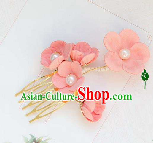 Traditional Handmade Chinese Ancient Princess Classical Hanfu Accessories Jewellery Silk Flowers Hair Step Shake Hair Claws, Hair Comb Hairpins for Women