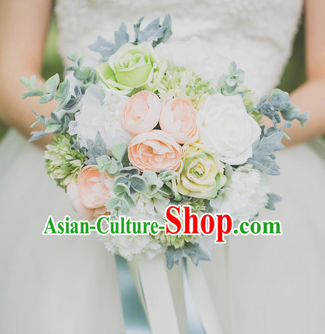 Top Grade Classical Wedding Silk Flowers, Bride Holding Emulational Flowers, Hand Tied Bouquet Flowers for Women